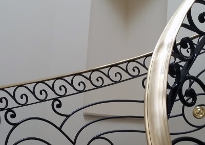 Stunning balustrades with brass powder coating by Porfan Metalwork in Hampstead